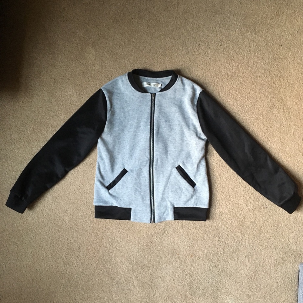 Grey and black bomber jacket